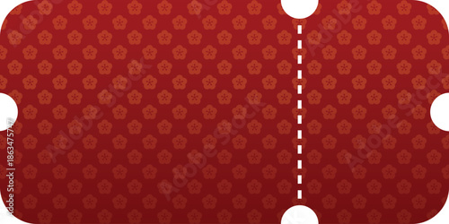 Red Ticket with Flower Pattern. Mockup and template design.