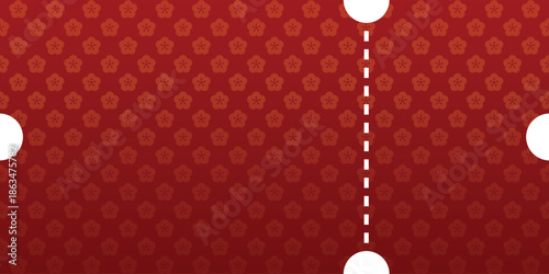 Red Ticket with Floral Pattern. Mockup and template design.