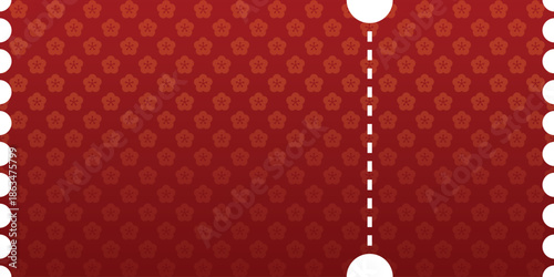 Premium Red Ticket with Floral Pattern. Mockup and template design.