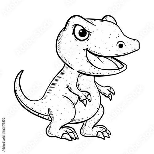 Sketch cartoon of cute dino