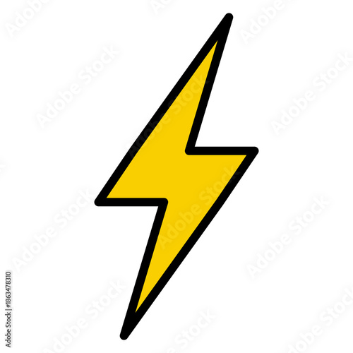 Free Download A stylized yellow lightning bolt with a black outline, representing energy, power, and electricity. It's a simple, striking image with bold colors and a clear shape. - GFXLoad