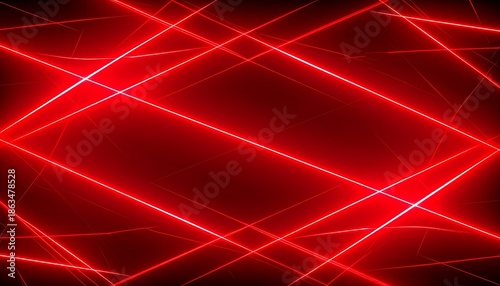 Red lasers crisscross and intersect against a dark backdrop, creating a futuristic and dynamic abstract design