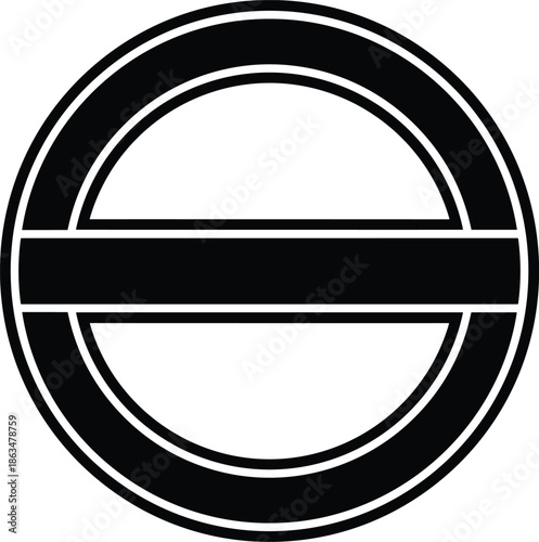Black and white circular logo icon with horizontal bar minimalist geometric vector sign for corporate branding identity design.