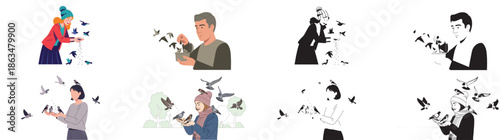 Rice farmer working in paddy field with sunlight