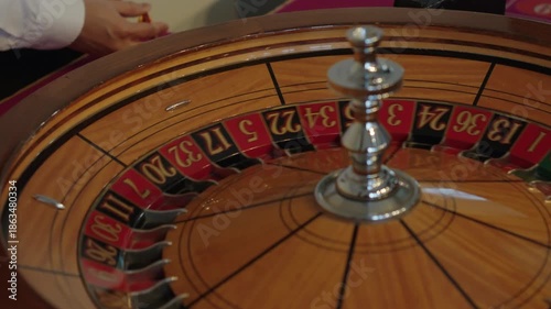 Casino Roulette Ball Dropping Into Number Pocket