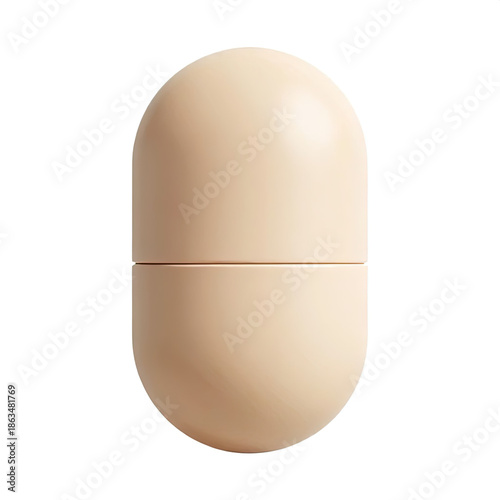 Minimalist 3D Cream Capsule Object with Smooth Matte Finish for Wellness and Beauty Product Mockup