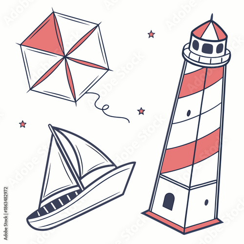 Illustrated nautical scene