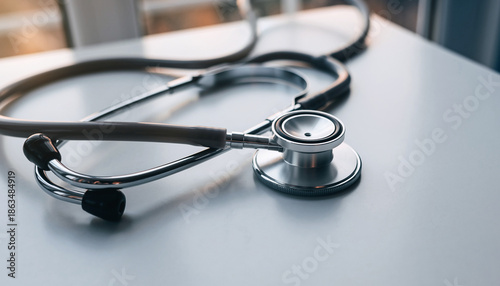Modern Stethoscope Close-Up on Clean Medical Desk