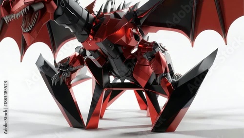 Red and black geometric sculpture