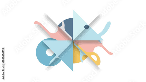 Vibrant scissors and tape colorful creative tools