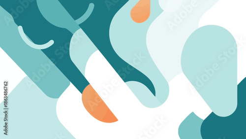 Vibrant abstract art with teal and orange shapes