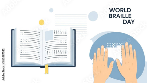 World Braille Day Accessibility and Education Concept Vector Illustration