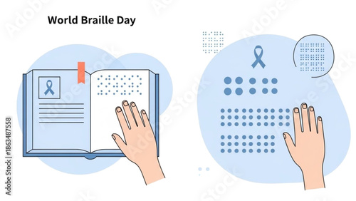 World Braille Day Accessibility and Education Concept Vector Illustration 4