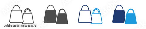 shopping bag icon set multiple style