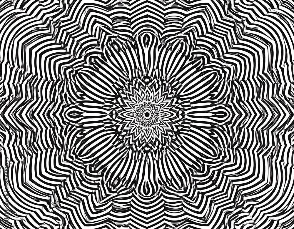 Fototapeta premium Symmetrical black and white abstract geometric pattern