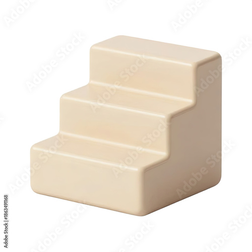 Minimalist 3D Stairs Podium with Smooth Cream Finish for Growth Concept and Wellness Product Display Mockup