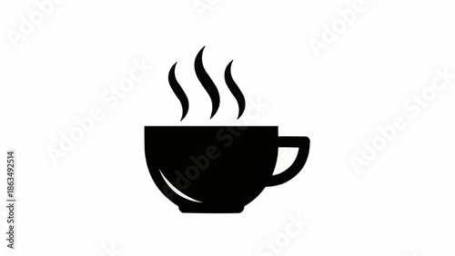 Hot steaming coffee cup icon isolated on white background.