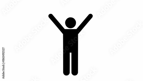 Silhouette of a person with arms raised in celebration.
