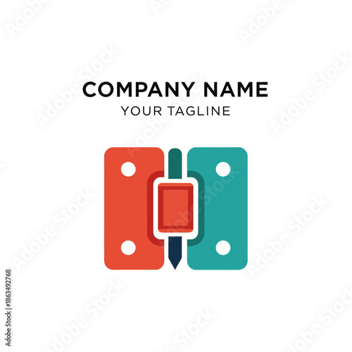 Colorful Hinge Logo Design with Red and Teal Elements.