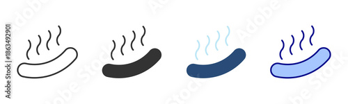 Hotdog Icon Set. Designed In Multi Style