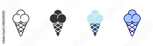 Ice Cream Icon Set. Designed In Multi Style