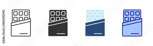 Chocolate Bar Icon Set. Designed In Multi Style