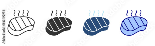 Steak Icon Set. Designed In Multi Style
