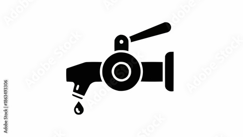 Black silhouette of a dripping water faucet with a handle.