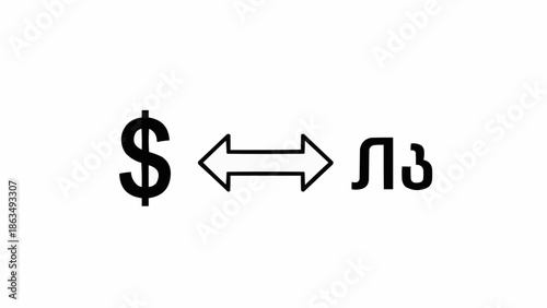 Dollar Currency Exchange Symbol with Georgian Lari Symbol.
