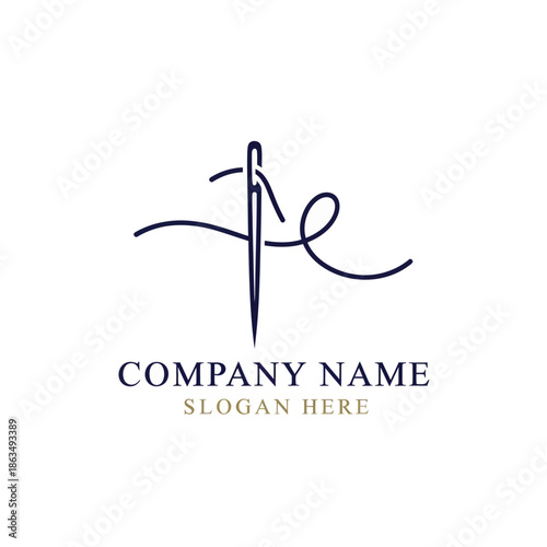 Elegant Needle and Thread Logo Design for Tailoring or Fashion Business.