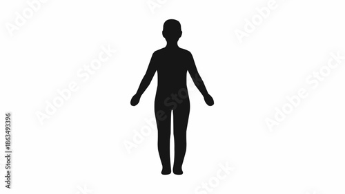 Silhouette of a person standing with arms outstretched.
