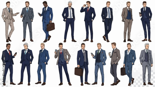 Diverse Men in Suits - A Collection of Formal Attire.