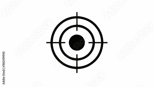 Black and White Target with Concentric Circles and Crosshairs.