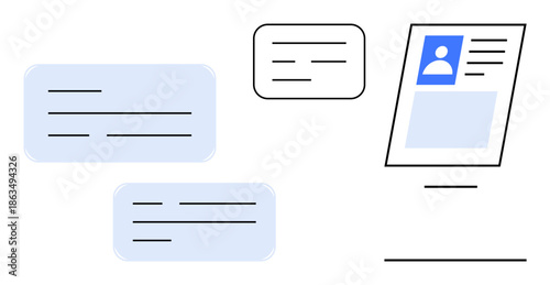 Digital communication concept. User profile and text box layout structured communication. Digital communication enhancing user experience and interaction. For apps, tech, business, education, and UX