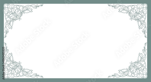 Elegant Classic Ornate Floral Frame with Decorative Corner Elements for Various Design Projects