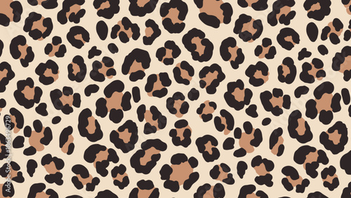 Close up leopard print pattern with dark spots on light tan background.
