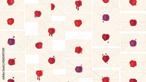 A collection of sealed envelopes with colorful wax seals on transparent background editable EPS