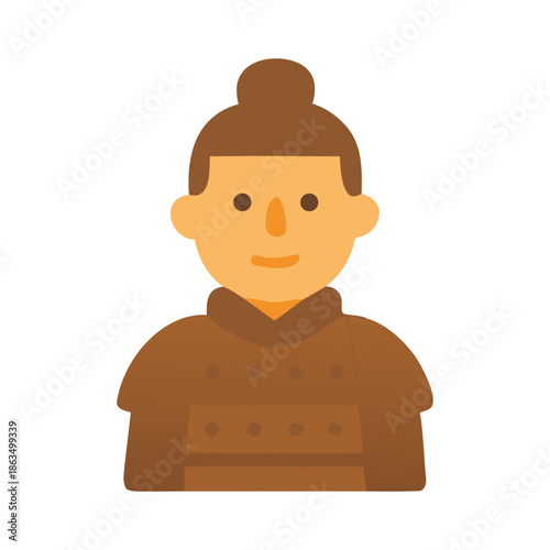 Flat vector graphic of a detailed terracotta warrior, suitable for historical designs, posters, prints, and educational materials about ancient china