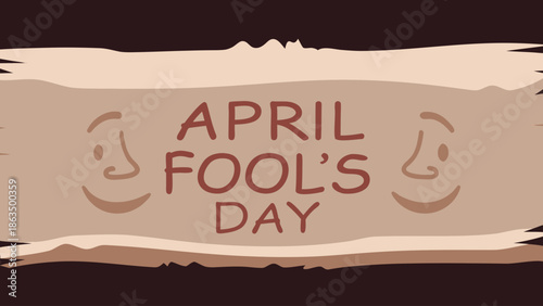 A wooden sign displays the text april fool s day with playful doodles