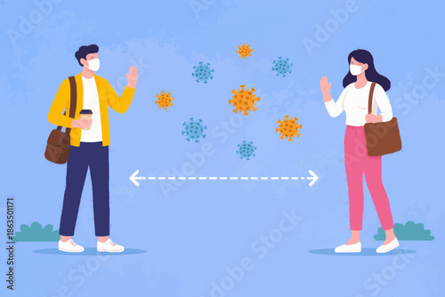 People Keeping Distance