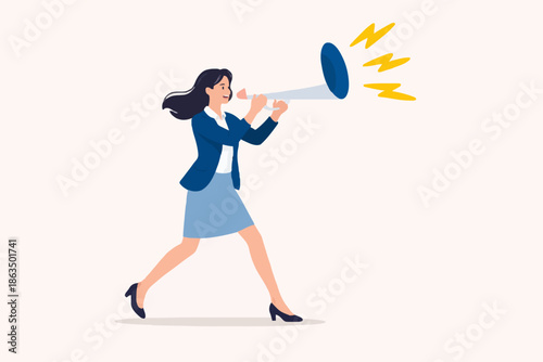 Woman with Megaphone Announcement