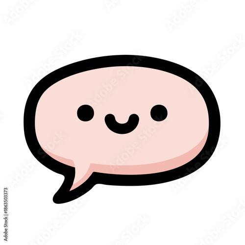 Cute smiling speech bubble with happy face on black background