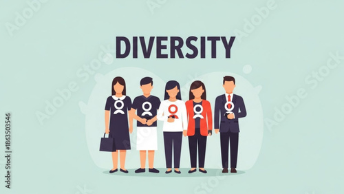 Diverse group of people standing together in a row, promoting unity and inclusivity