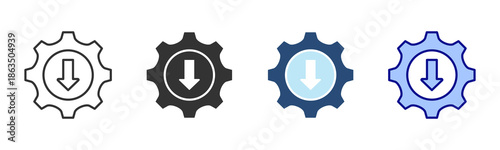 Settings Download Icon Set. Designed In Multi Style