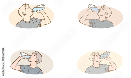 Man drinking water to stay hydrated illustration
