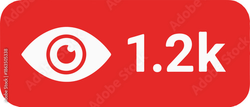 White Eye Icon And 1.2k Number On Red Background