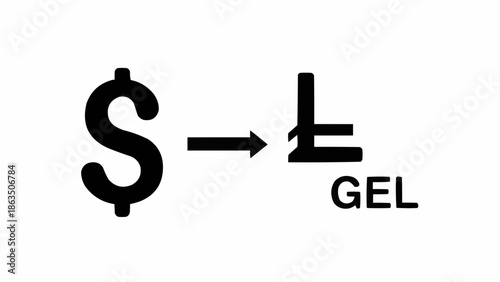 Dollar Symbol to Georgian Lari Currency Exchange Symbol.