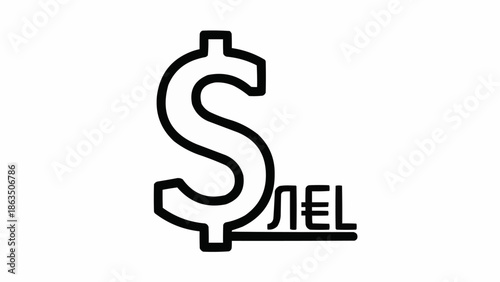 Dollar Symbol with Ukrainian Hryvnia Currency Sign.