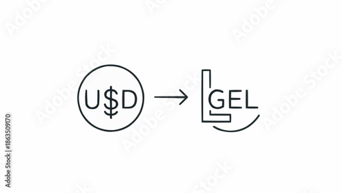 US Dollar to Georgian Lari Currency Exchange Symbol.