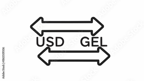 US Dollar and Georgian Lari Currency Exchange Arrows.